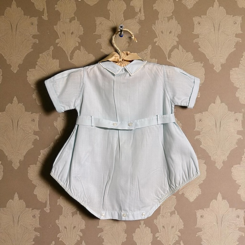Vintage Feltman Brothers Boys Blue Bubble Suit Embroidered Pin Tucks 1960’s Belt - Picture 7 of 7